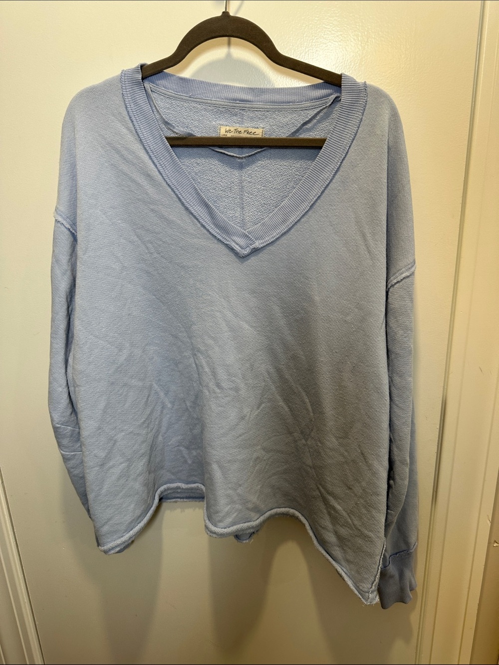 We The Free Light Blue V-Neck Pullover Sweater (18)